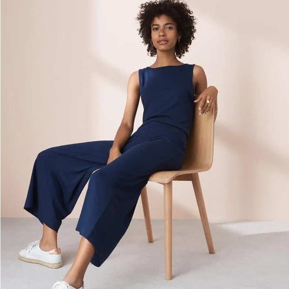 Lou & Grey Navy Twist Back Jumpsuit
